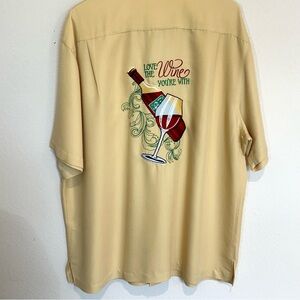 Caribbean Shirt Men's XL Embroidered "Love The Wine You're With" Hawaiian